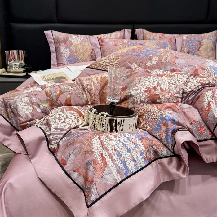 91家纺网 家纺一手货源 找家纺 宏羽纺家纺 2025年高支高密大版数码印花春夏新品 秘境-香芋