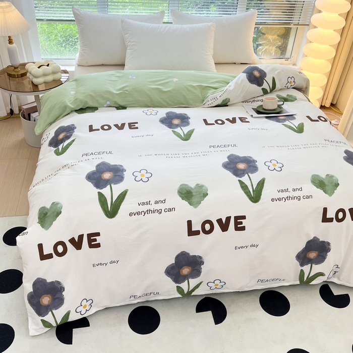 91家纺网 家纺一手货源 找家纺 依庭 2025新款全棉印花花卉款四件套单品系列-单被套 绿芙