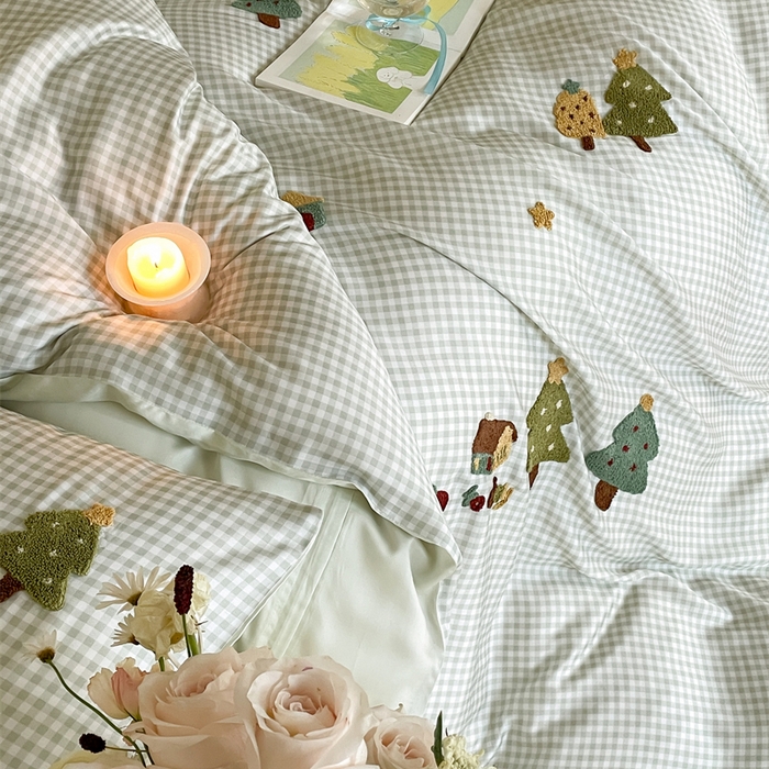 91家纺网 家纺一手货源 找家纺 （总）2025新款60S兰精天丝卡通毛巾绣四件套-暗合款