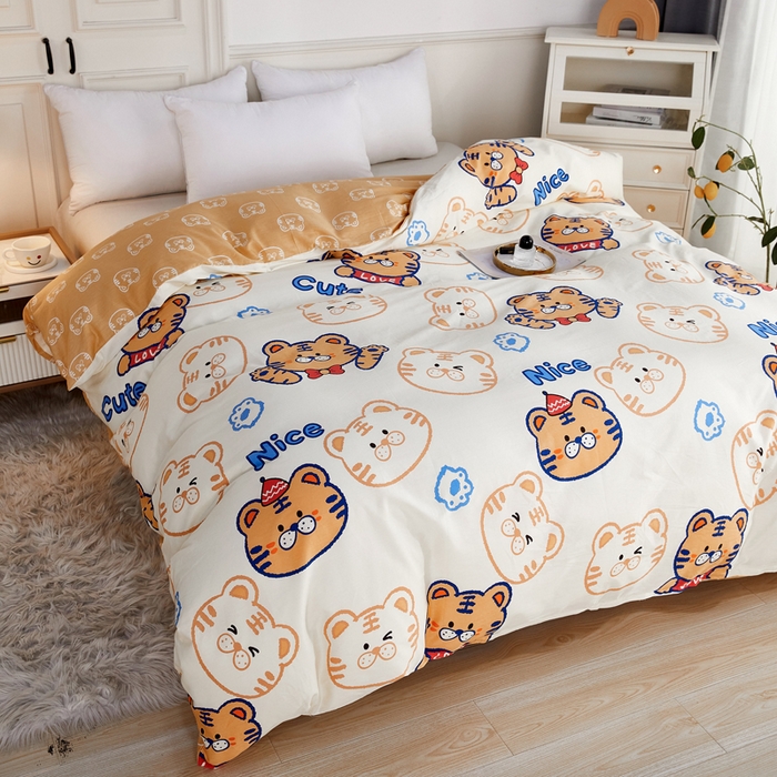 91家纺网 家纺一手货源 找家纺 依庭 2025新款全棉印花花卉款四件套单品系列-单被套 虎虎生威