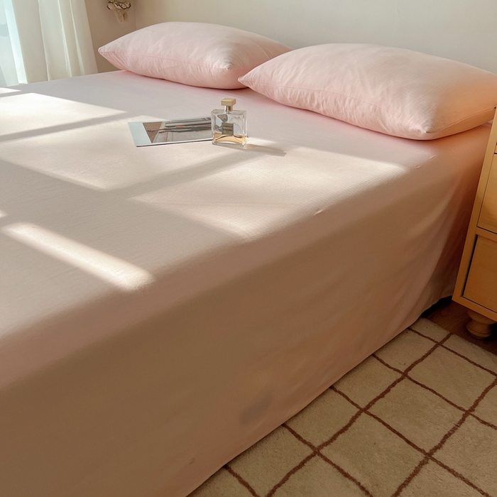 91家纺网 家纺一手货源 找家纺 蜜宿 2025新款A类全棉人字纹床单 床单：樱粉