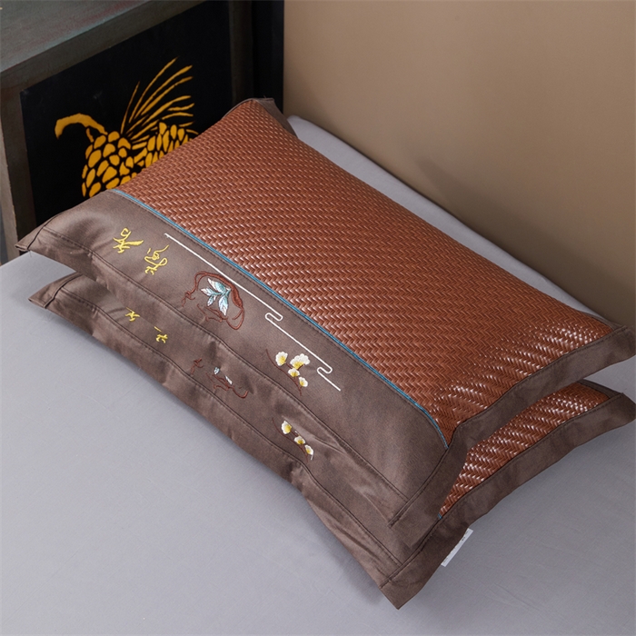 91家纺网 家纺一手货源 找家纺 织布人 2025新款荞麦枕夏季凉感科技布PE藤枕夏凉枕头成人家用防出汗枕头 夏凉科技布PE藤枕-咖色【茶香枕】 