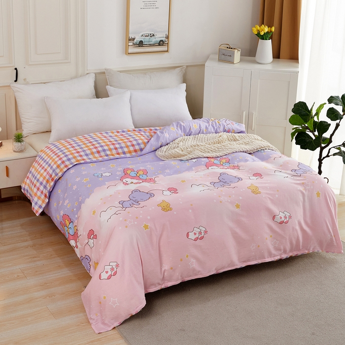 91家纺网 家纺一手货源 找家纺 依庭 2025新款全棉印花花卉款四件套单品系列-单被套 晚安宝贝