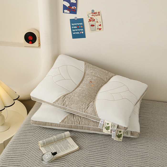 91家纺网 家纺一手货源 找家纺 （总）幸运草 2025新款提花刺绣荞麦壳羽丝绒分区枕