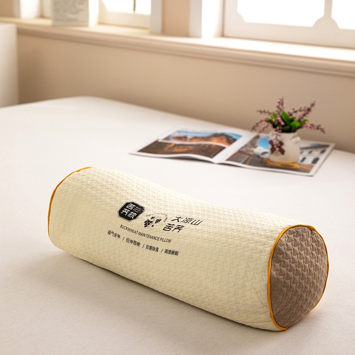 91家纺网 家纺一手货源 找家纺 枕之坊 2025新款针织圆柱颈椎枕 圆柱米色12*40*15cm/只