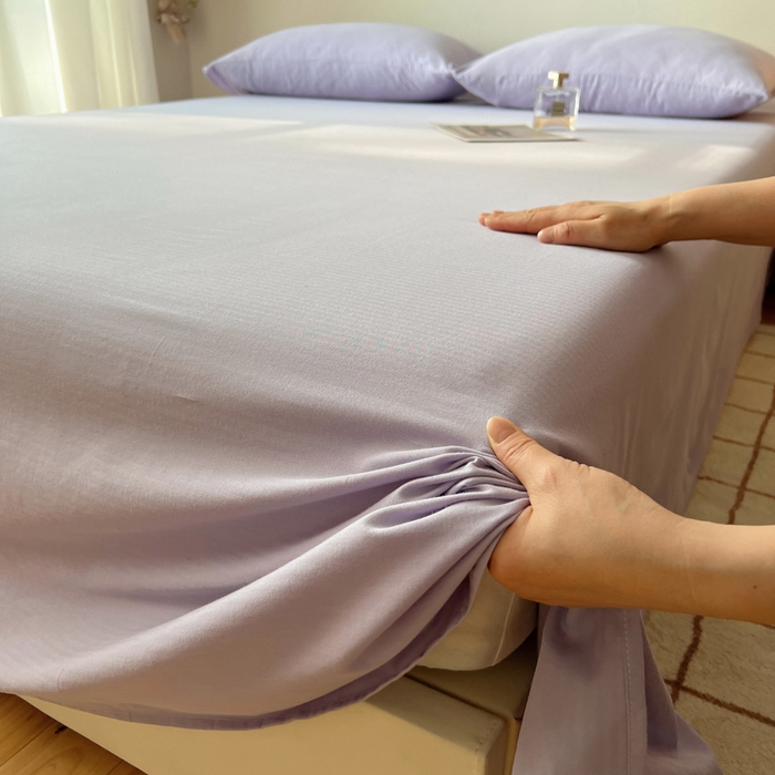 91家纺网 家纺一手货源 找家纺 蜜宿 2025新款A类全棉人字纹床单 床单：梦紫