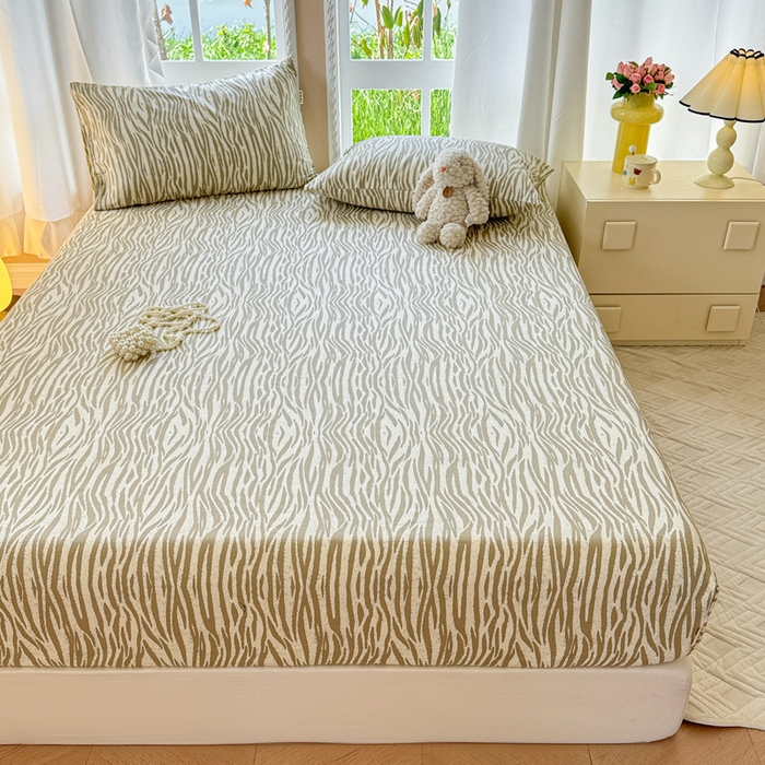 91家纺网 家纺一手货源 找家纺 2025新款老粗布三件套-床笠款 斑马纹