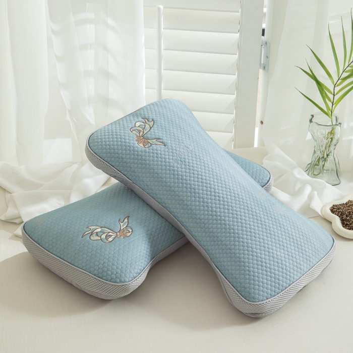 91家纺网 家纺一手货源 找家纺 织布人 2025新款荞麦枕夏季凉感豆豆枕茶叶枕夏凉荞麦枕学生成人家用硬枕 夏凉豆豆颈椎反弓款-反弓蝴蝶蓝茶香枕