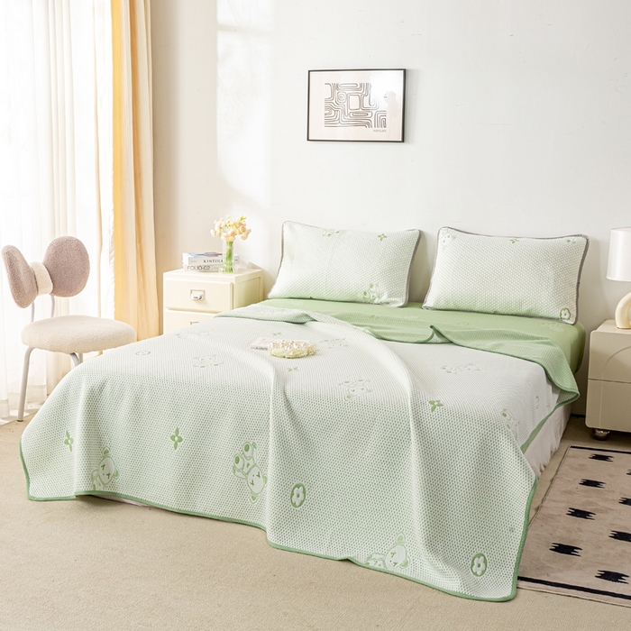 91家纺网 家纺一手货源 找家纺 （总）梦初语 2025新款A类华夫格冰豆豆夏被子针织提花凉感夏凉被单双人空调被可机水洗