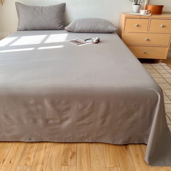 91家纺网 家纺一手货源 找家纺 蜜宿 2025新款A类全棉人字纹床单 床单：浅灰