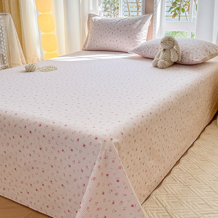 91家纺网 家纺一手货源 找家纺 吉象家纺 2025新款老粗布三件套-床单款 花遇