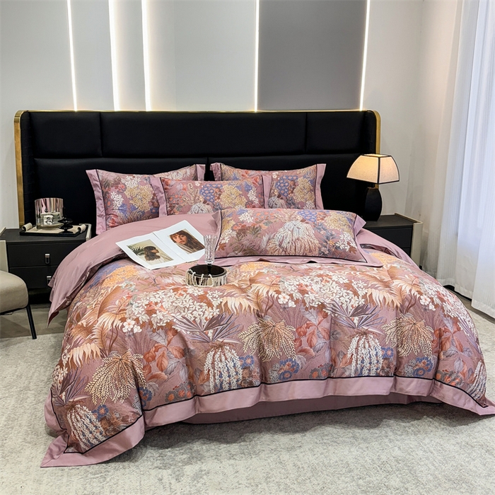 91家纺网 家纺一手货源 找家纺 宏羽纺家纺 2025年高支高密大版数码印花春夏新品 秘境-香芋