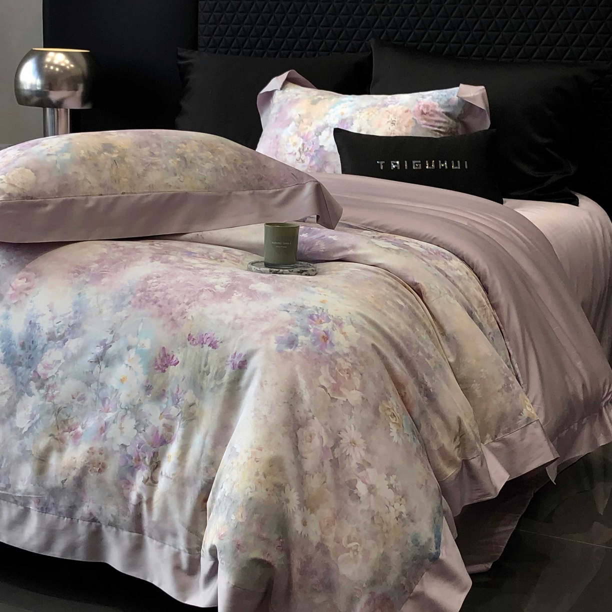 91家纺网 家纺一手货源 找家纺 （总）2025新款高支高密长绒棉专版数码印花双拼系列四件套-卡梅伦【券后不低于378】