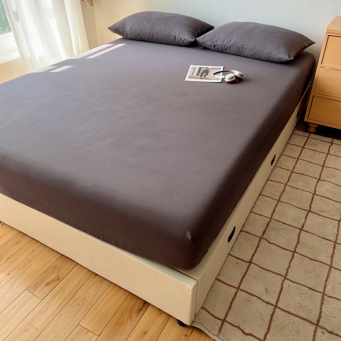 91家纺网 家纺一手货源 找家纺 蜜宿 2025新款A类全棉人字纹床笠（加高） 床笠：炭灰