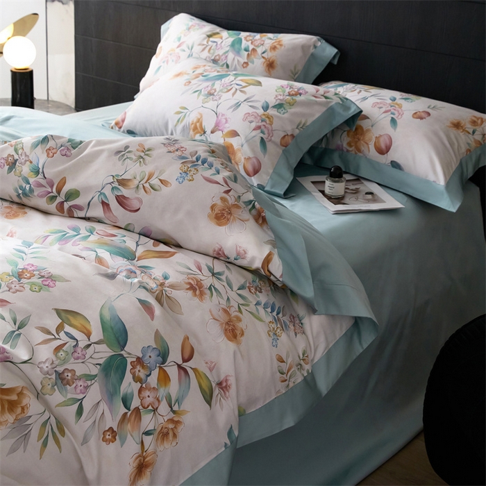 91家纺网 家纺一手货源 找家纺 宏羽纺家纺 2025年高支高密大版数码印花春夏新品 花家境-梦境绿