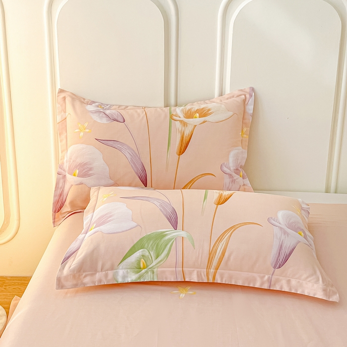 91家纺网 家纺一手货源 找家纺 （总）依庭 2025新款全棉印花花卉款四件套单品系列-单枕套