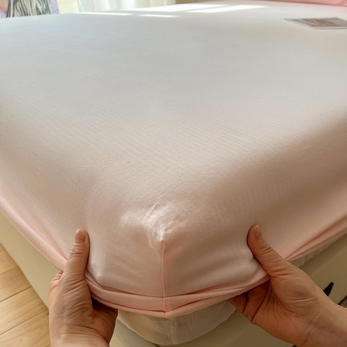 91家纺网 家纺一手货源 找家纺 蜜宿 2025新款A类全棉人字纹床笠（加高） 床笠：樱粉