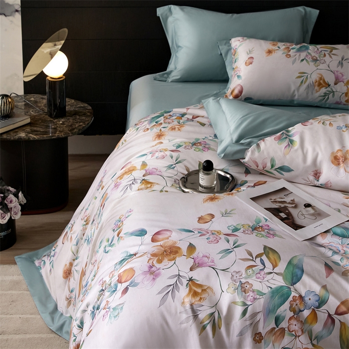 91家纺网 家纺一手货源 找家纺 宏羽纺家纺 2025年高支高密大版数码印花春夏新品 花家境-梦境绿