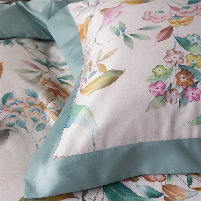 91家纺网 家纺一手货源 找家纺 宏羽纺家纺 2025年高支高密大版数码印花春夏新品 花家境-梦境绿