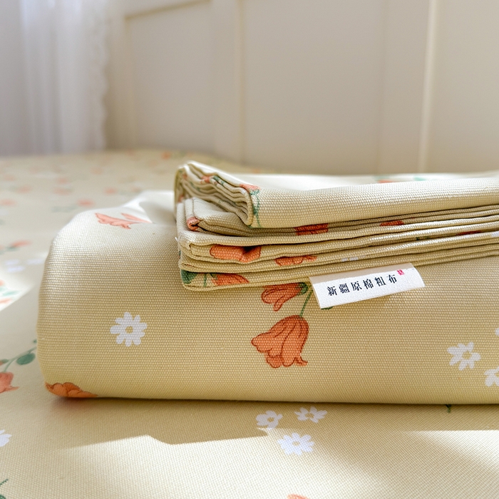 91家纺网 家纺一手货源 找家纺 吉象家纺 2025新款老粗布三件套-床单款 繁花