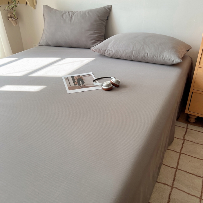 91家纺网 家纺一手货源 找家纺 蜜宿 2025新款A类全棉人字纹床单 床单：浅灰