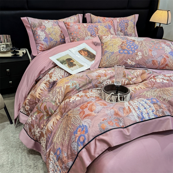 91家纺网 家纺一手货源 找家纺 宏羽纺家纺 2025年高支高密大版数码印花春夏新品 秘境-香芋