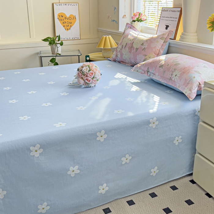 91家纺网 家纺一手货源 找家纺 依庭 2025新款全棉印花花卉款四件套单品系列-单床单 晚色芳莲-B版