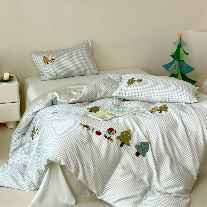 91家纺网 家纺一手货源 找家纺 （总）2025新款60S兰精天丝卡通毛巾绣四件套-暗合款