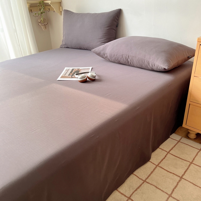 91家纺网 家纺一手货源 找家纺 蜜宿 2025新款A类全棉人字纹床单 床单：炭灰