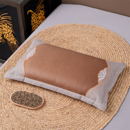 织布人 2025新款荞麦枕夏季凉感科技布PE藤枕夏凉枕头成人家用防出汗枕头 夏凉冰藤枕-银杏咖【荞麦枕】