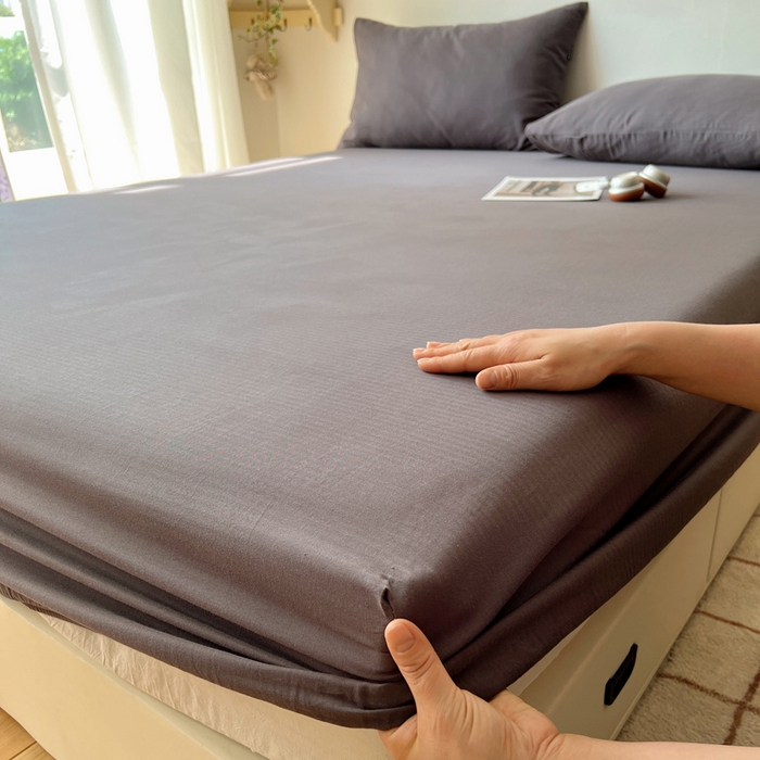 91家纺网 家纺一手货源 找家纺 蜜宿 2025新款A类全棉人字纹床笠（加高） 床笠：炭灰