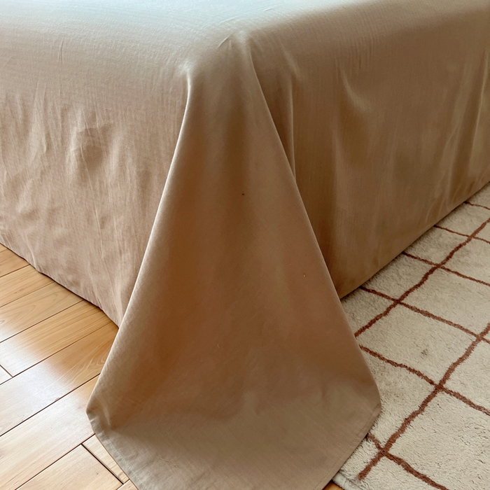 91家纺网 家纺一手货源 找家纺 蜜宿 2025新款A类全棉人字纹床单 床单：奶咖