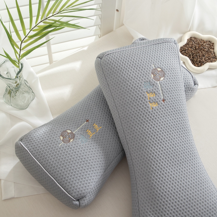 91家纺网 家纺一手货源 找家纺 织布人 2025新款荞麦枕夏季凉感豆豆枕茶叶枕夏凉荞麦枕学生成人家用硬枕 凉豆豆款-四面灰色茶香枕