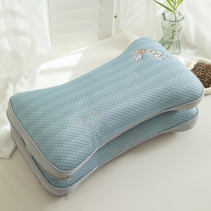 91家纺网 家纺一手货源 找家纺 织布人 2025新款荞麦枕夏季凉感豆豆枕茶叶枕夏凉荞麦枕学生成人家用硬枕 夏凉豆豆颈椎反弓款-反弓蝴蝶蓝茶香枕