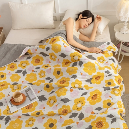 91家纺网 家纺一手货源 找家纺 （总）乐家毛巾被（工厂自产自销） 2025新款A类全棉六层纱印花毛巾被