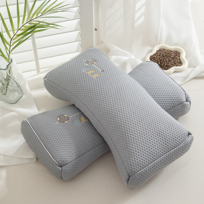 91家纺网 家纺一手货源 找家纺 织布人 2025新款荞麦枕夏季凉感豆豆枕茶叶枕夏凉荞麦枕学生成人家用硬枕 凉豆豆款-四面灰色茶香枕