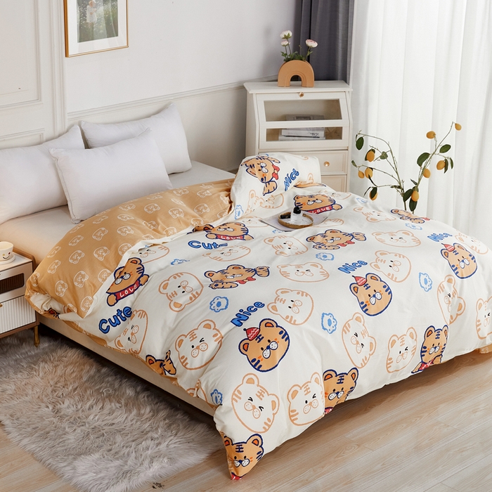 91家纺网 家纺一手货源 找家纺 依庭 2025新款全棉印花花卉款四件套单品系列-单被套 虎虎生威