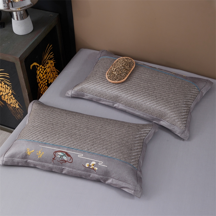 91家纺网 家纺一手货源 找家纺 织布人 2025新款荞麦枕夏季凉感科技布PE藤枕夏凉枕头成人家用防出汗枕头 夏凉科技布PE藤枕-灰色【茶香枕】 