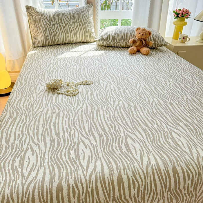 91家纺网 家纺一手货源 找家纺 吉象家纺 2025新款老粗布三件套-床单款 斑马纹