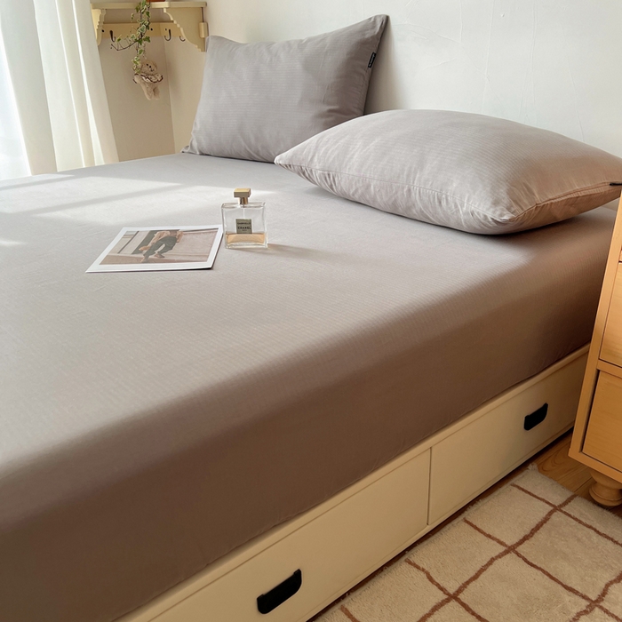 91家纺网 家纺一手货源 找家纺 蜜宿 2025新款A类全棉人字纹床笠（加高） 床笠：浅灰