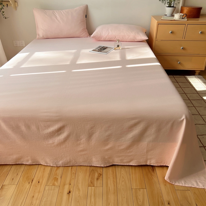 91家纺网 家纺一手货源 找家纺 蜜宿 2025新款A类全棉人字纹床单 床单：樱粉