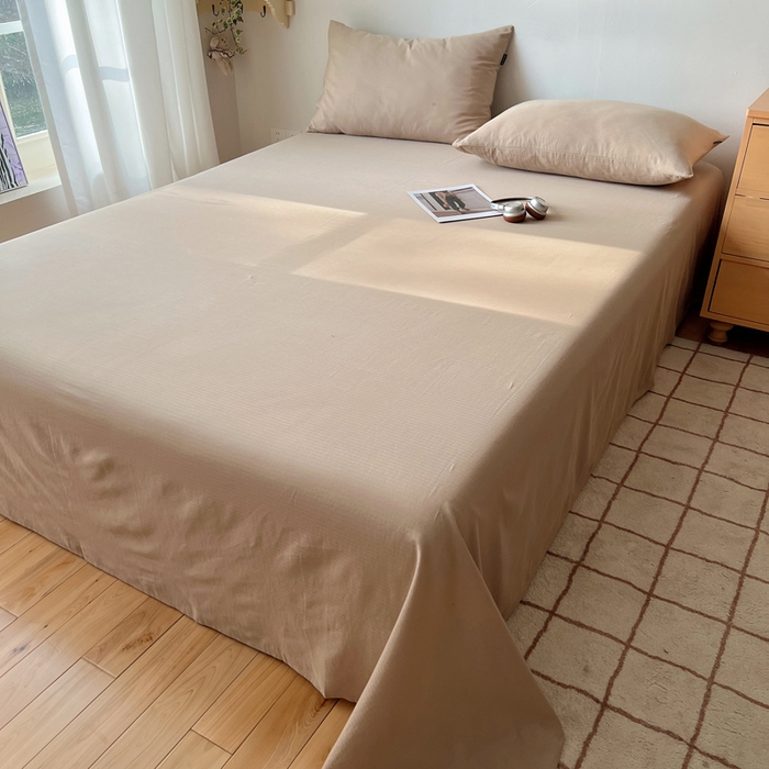 91家纺网 家纺一手货源 找家纺 蜜宿 2025新款A类全棉人字纹床单 床单：奶咖