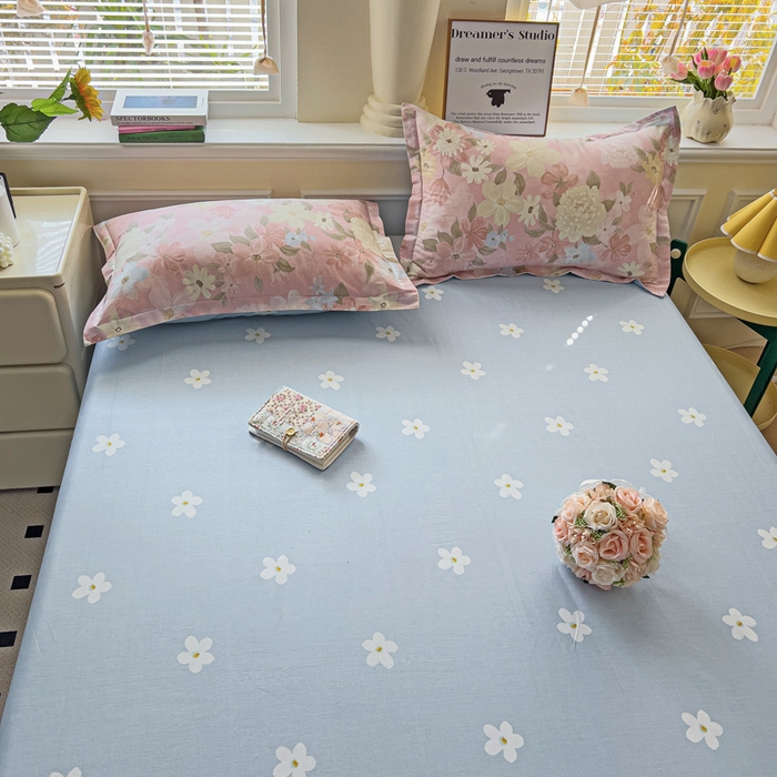 91家纺网 家纺一手货源 找家纺 依庭 2025新款全棉印花花卉款四件套单品系列-单床单 晚色芳莲-B版