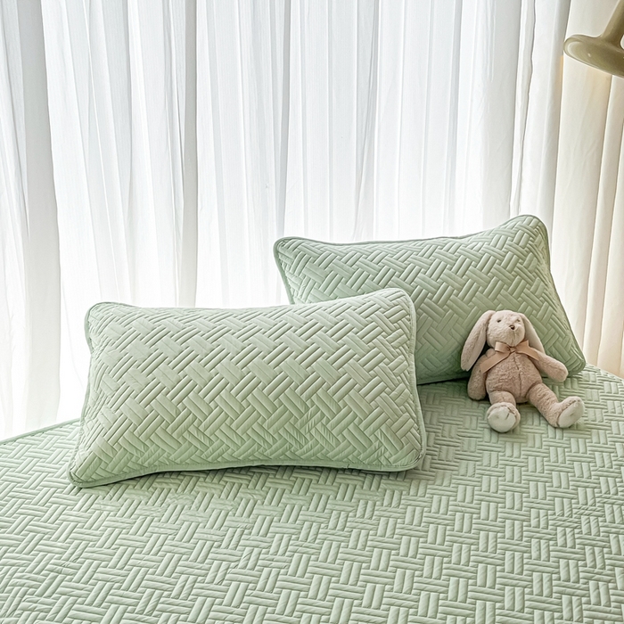 91家纺网 家纺一手货源 找家纺 （总）欧邦 2025新款四季款纯色水洗棉夹棉床笠床垫保护罩-场景二