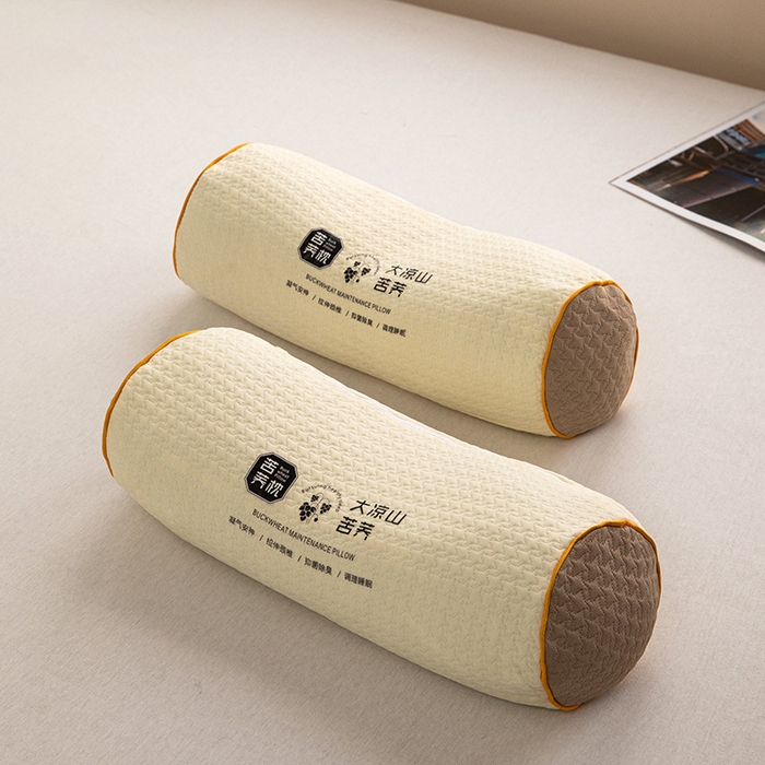 91家纺网 家纺一手货源 找家纺 枕之坊 2025新款针织圆柱颈椎枕 圆柱米色12*40*15cm/只