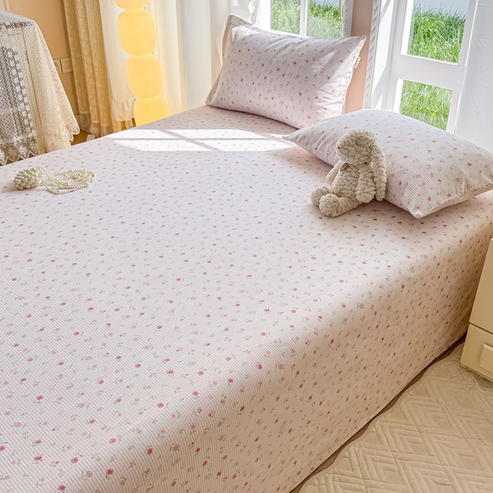 91家纺网 家纺一手货源 找家纺 吉象家纺 2025新款老粗布三件套-床单款 花遇