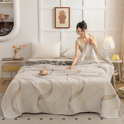 乐家毛巾被（工厂自产自销） 2025新款A类全棉六层纱印花毛巾被 莫比乌斯环