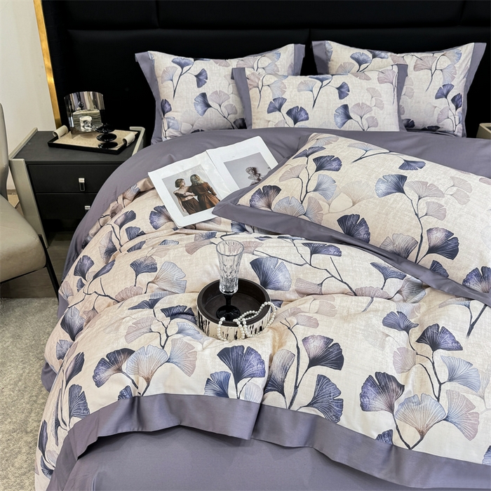 91家纺网 家纺一手货源 找家纺 宏羽纺家纺 2025年高支高密大版数码印花春夏新品 叶意浓