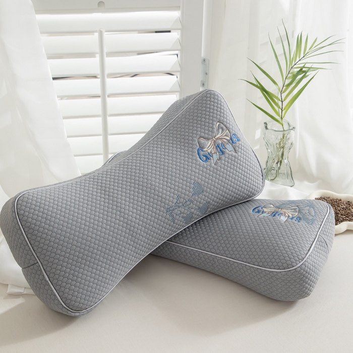 91家纺网 家纺一手货源 找家纺 织布人 2025新款荞麦枕夏季凉感豆豆枕茶叶枕夏凉荞麦枕学生成人家用硬枕 夏凉豆豆护颈椎款-立体蝴蝶灰荞麦枕