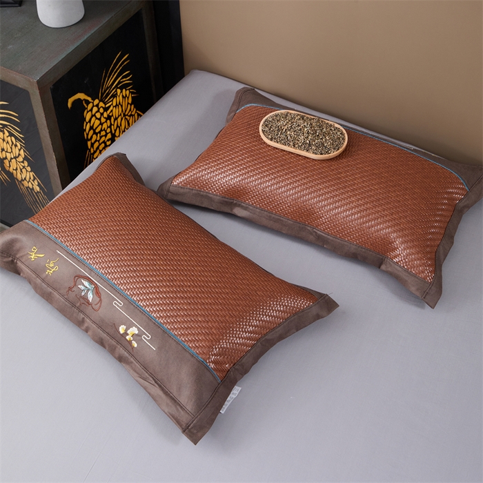91家纺网 家纺一手货源 找家纺 织布人 2025新款荞麦枕夏季凉感科技布PE藤枕夏凉枕头成人家用防出汗枕头 夏凉科技布PE藤枕-咖色【茶香枕】 